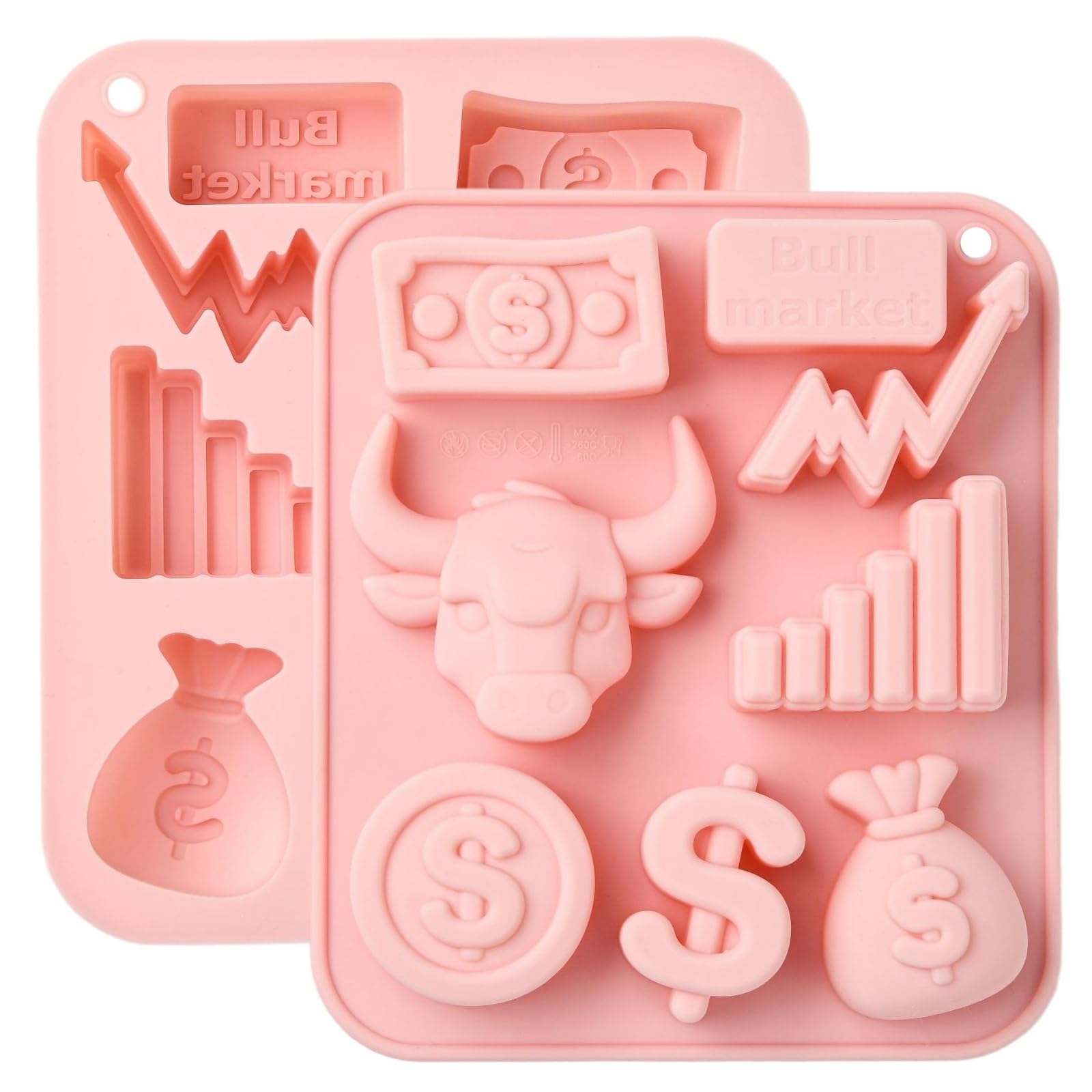 UR URLIFEHALL 2 Pcs Silicone Chocolate Moulds Stock Market Shaped Fondant Moulds for Cake Decoration Bread Candy Pudding Butter Making Crafts