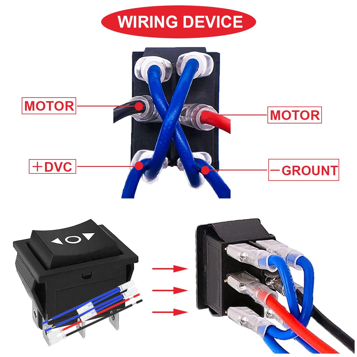 3 szt. DC 20 A 12 V automatyczna blokada silnika przełącznik kołyskowy DPDT 6Pin 3 pozycje ON/Off/ON czarny przełącznik dźwigienkowy 16 A 250 V AC/20 A 125 V AC z przewodami rozruchowymi do