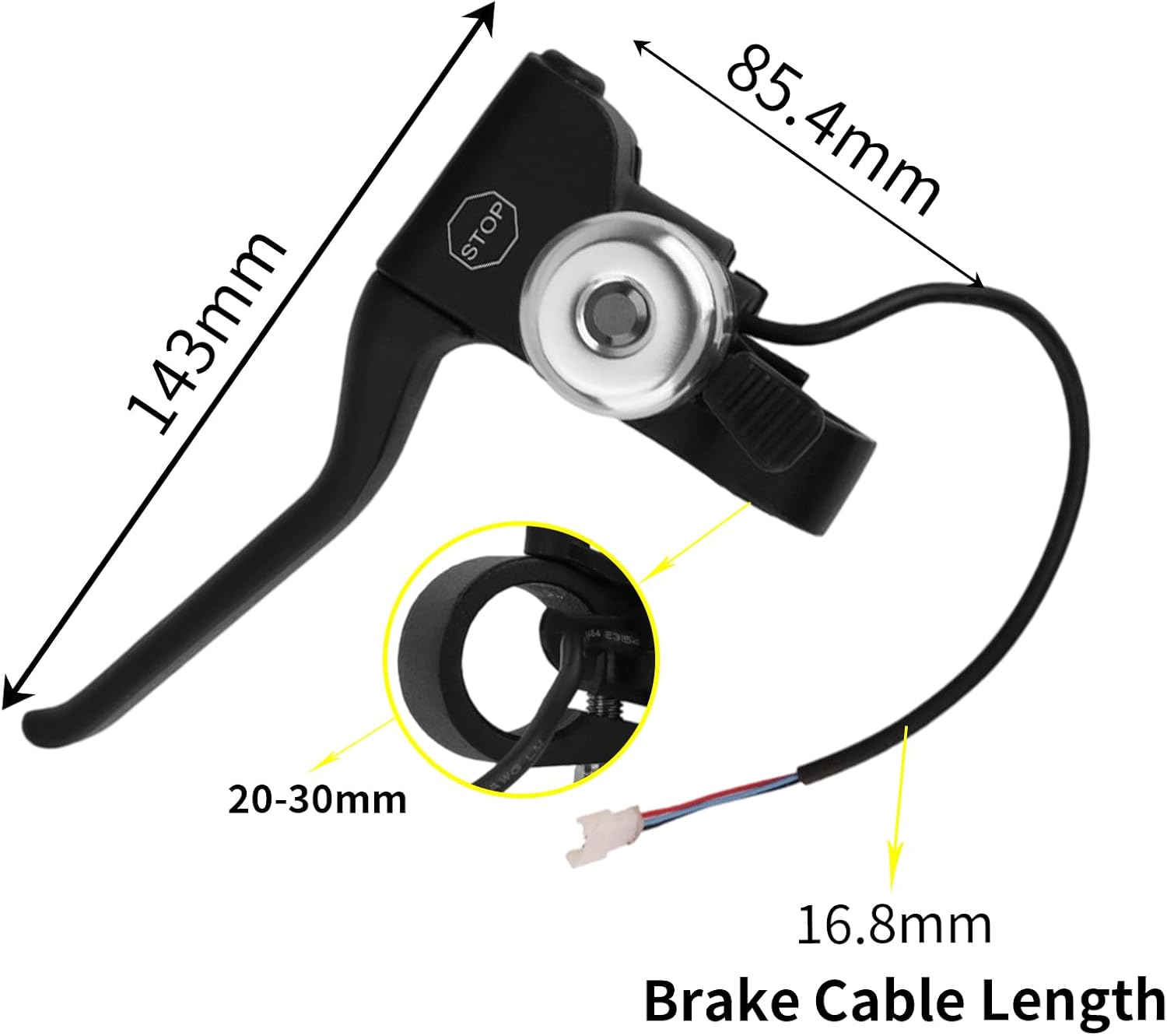 Left Brake Lever Handle for GOTRAX Scooters - Durable Nylon & Metal Replacement Brake with Built-in Bell, Universal Fit Electric Scooter Accessories