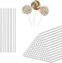 Clear Lollipop Sticks, 100Pcs Reusable Acrylic Lollipop Sticks Clear Lollipop Sticks Candy Sticks Cake Topper Sticks Cookie Sticks Acrylic Rods Clear Sticks for Making Lollipops Cake Pop Candies,4Inch