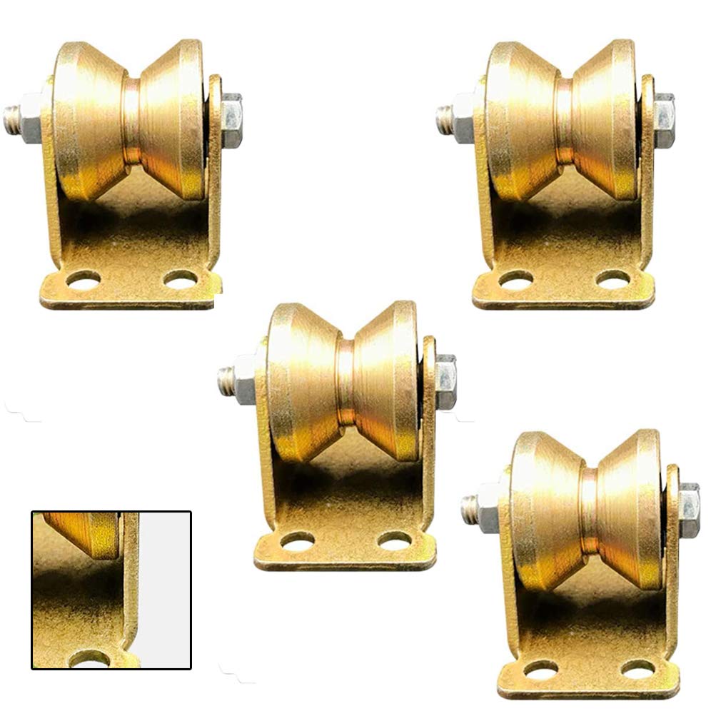 Zguouzantye One Color V-Groove Steel Caster Heavy Duty Rigid Directional Track Roller For Industrial Machines Sliding Doors Double Bearing(77Mm/3In)