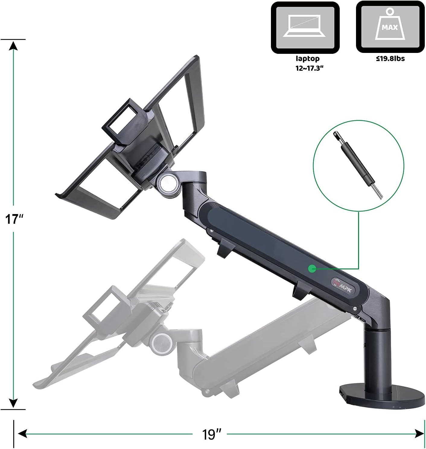 Up To 40% OFF MPK Laptop Mount, Single Gas Spring Laptop Arm Desk Stand/Holder,Extra Laptop Tray Fits 12-17 Laptops/Notebook Exclusive Special MPK Laptop Mount, Single Gas Spring Laptop Arm Desk Stand/Holder,Extra Laptop Tray Fits 12-17 Laptops/Notebook