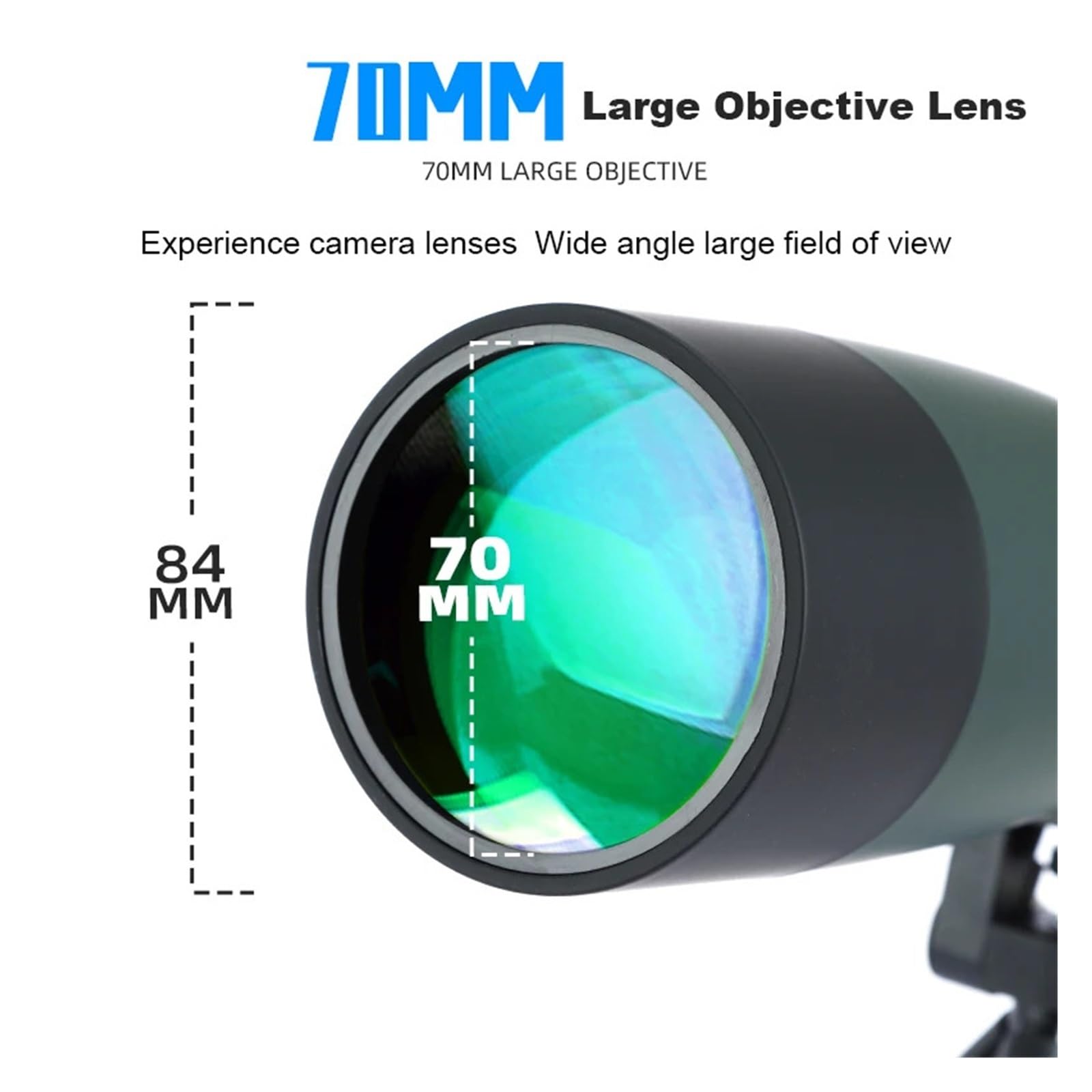 25-75x70 Zoom HD Monokularowy Luneta FMC Wodoodporny Teleskop Ze Statywem Do Strzelania Birding Camping Polowanie Zakres Optyki Mocny Okular I PowięKszenie(GreenWithTripod clip)