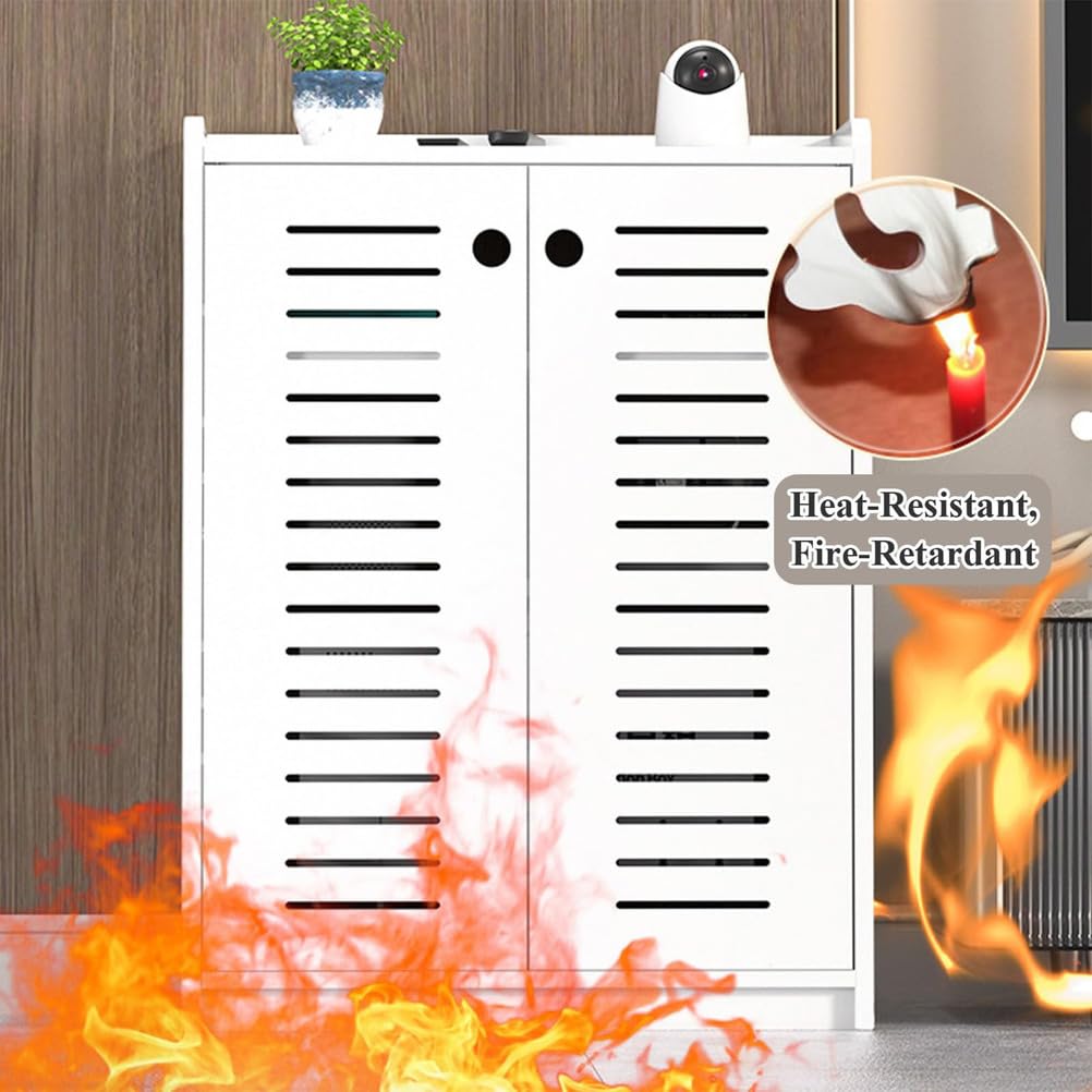 Armoire de rangement pour routeur WiFi, multiprise et gestion des câbles, étagère à deux étages pour la maison et le bureau, gris