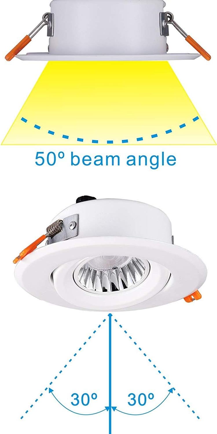 CLOUDY BAY 4inch LED Recessed Light with Junction Box, IC Rated, Air Tight, Gimbal Retrofit Downlight Dimmable,9W CRI90 Warm White 3000K, Beam Angel 50°,IC Rated,Damp Location-4 Pack