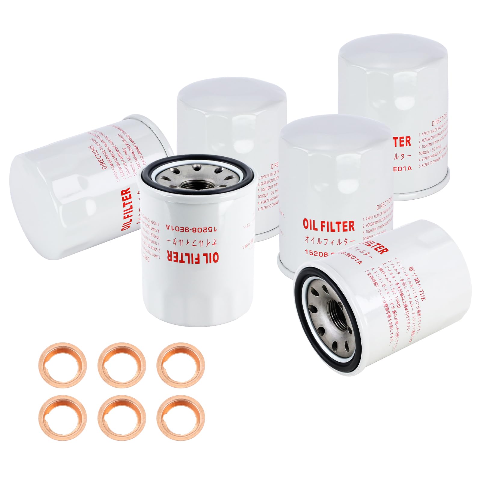 MoreFiiCo 15208-9E01A Engine Oil Filter 6-Pack