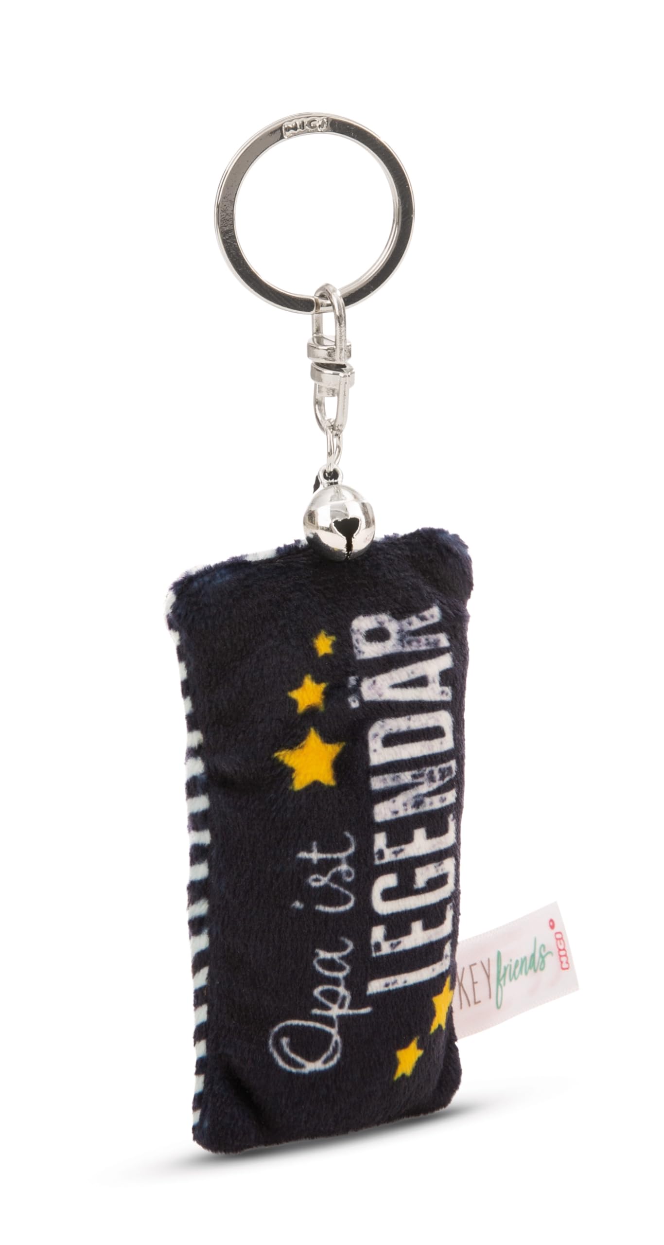 NICI Key Ring Mini Plush Cushion Grandpa is Legendary 8 cm with Bell Colourful Loyal Companion for Backpack or Bag, Key Holder for Small and Large | 62111