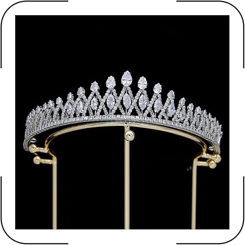 Coronas y tiaras de boda de circonita cúbica para mujer, corona de quinceañera con circonita cúbica, tiara dulce de 16, diadema pequeña plateada y