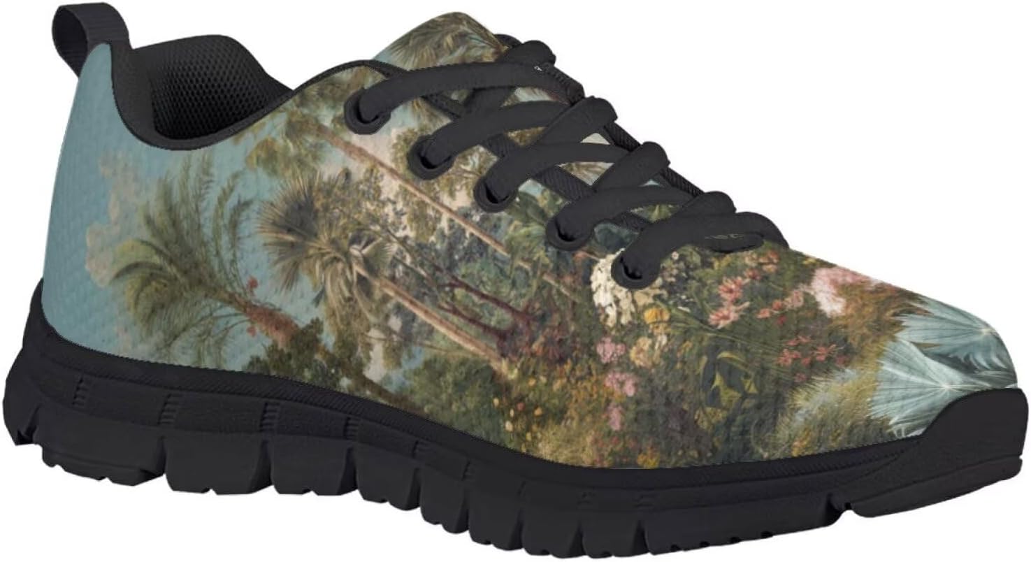 Funnydude Cool Print Boys Running Shoes Lightweight Breathable Sneakers Lace up Shoes for School