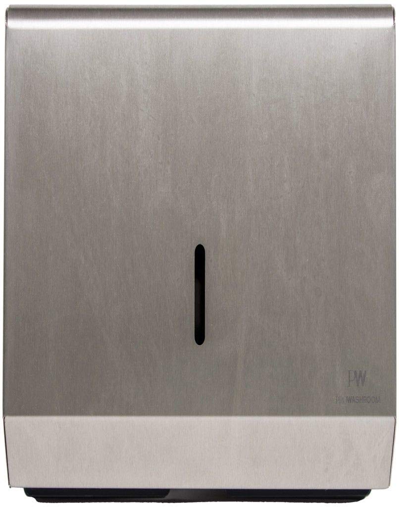 Pro Washroom Grade 304 Brushed Stainless Steel Paper Towel Dispenser | Wall Mounted Hand Towel Dispenser | Holds Multifold Paper Towels Including C Fold, Z Fold and I Fold | Lockable and Vandal Proof