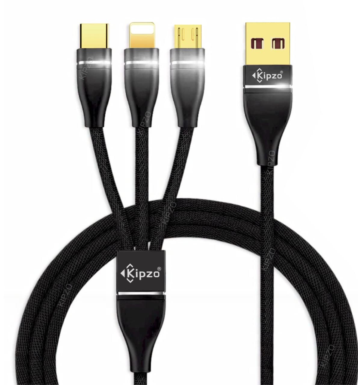 KIPZO® Black Strong USB A 3.0 A max multi charging cable 3 in 1 charging cable Nylon braided all in one charger cable multiple ports for car Type c, Micro USB & i-phone (Not for DATA transfer) (B0BSLNWWBB) Amazon Price History, Amazon Price Tracker