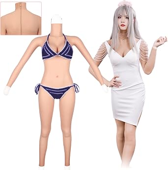 TEYVIYI Silicone Suit Silicone Bust Full Body Nine-Tenths Length Silicone Bodysuit Zipper With Sleeves Feminization Suit Silicone Pants Cosplay Cross-dressing Disguise