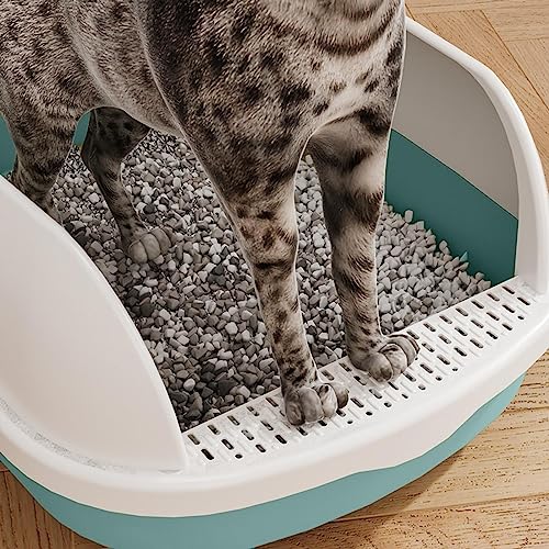Bandeja sanitaria para gatos con borde alto y pedal de criba azul miniatura 5