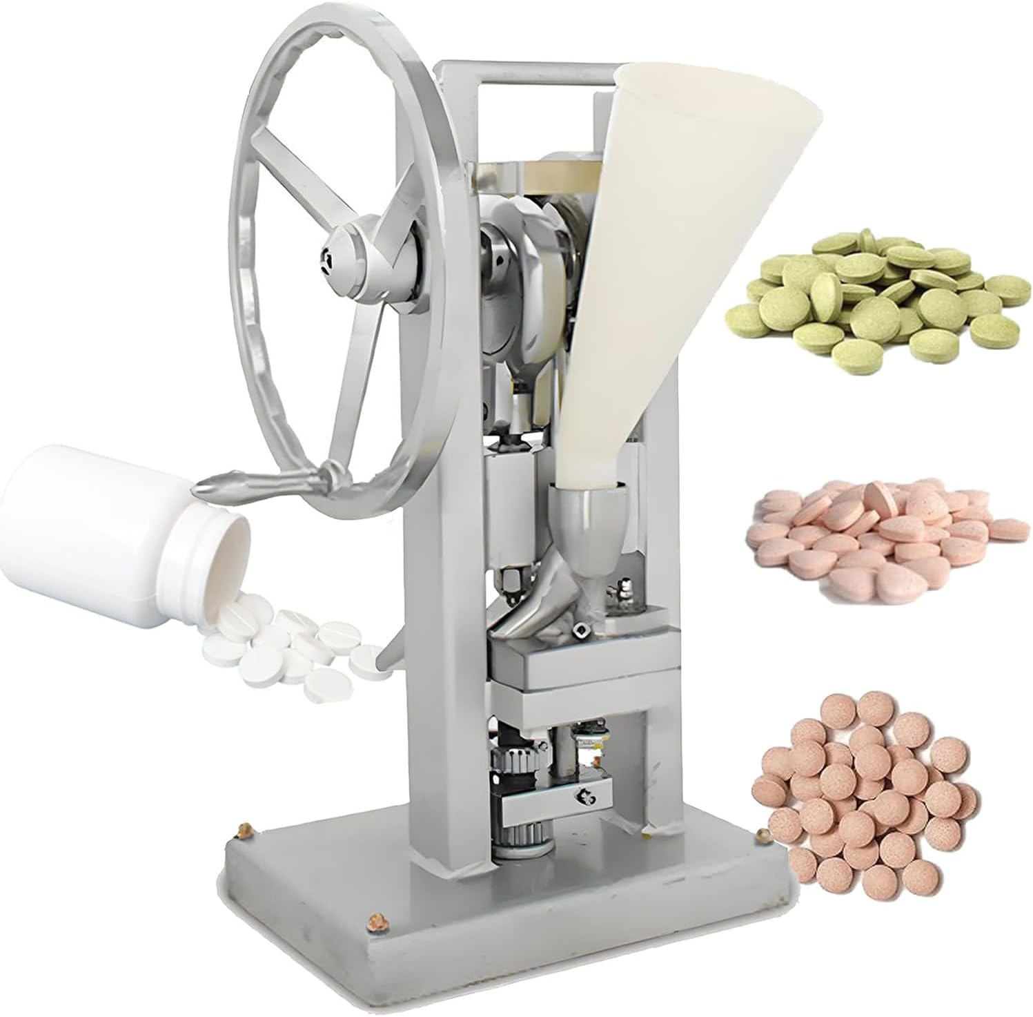 Manual Tablet Press Machine with 0-6mm Adjustable Thickness for Powder Compaction in Labs and DIY Projects, 0-2000 Pieces/Hour, Candy Sugar Pill Tablet Press Machine