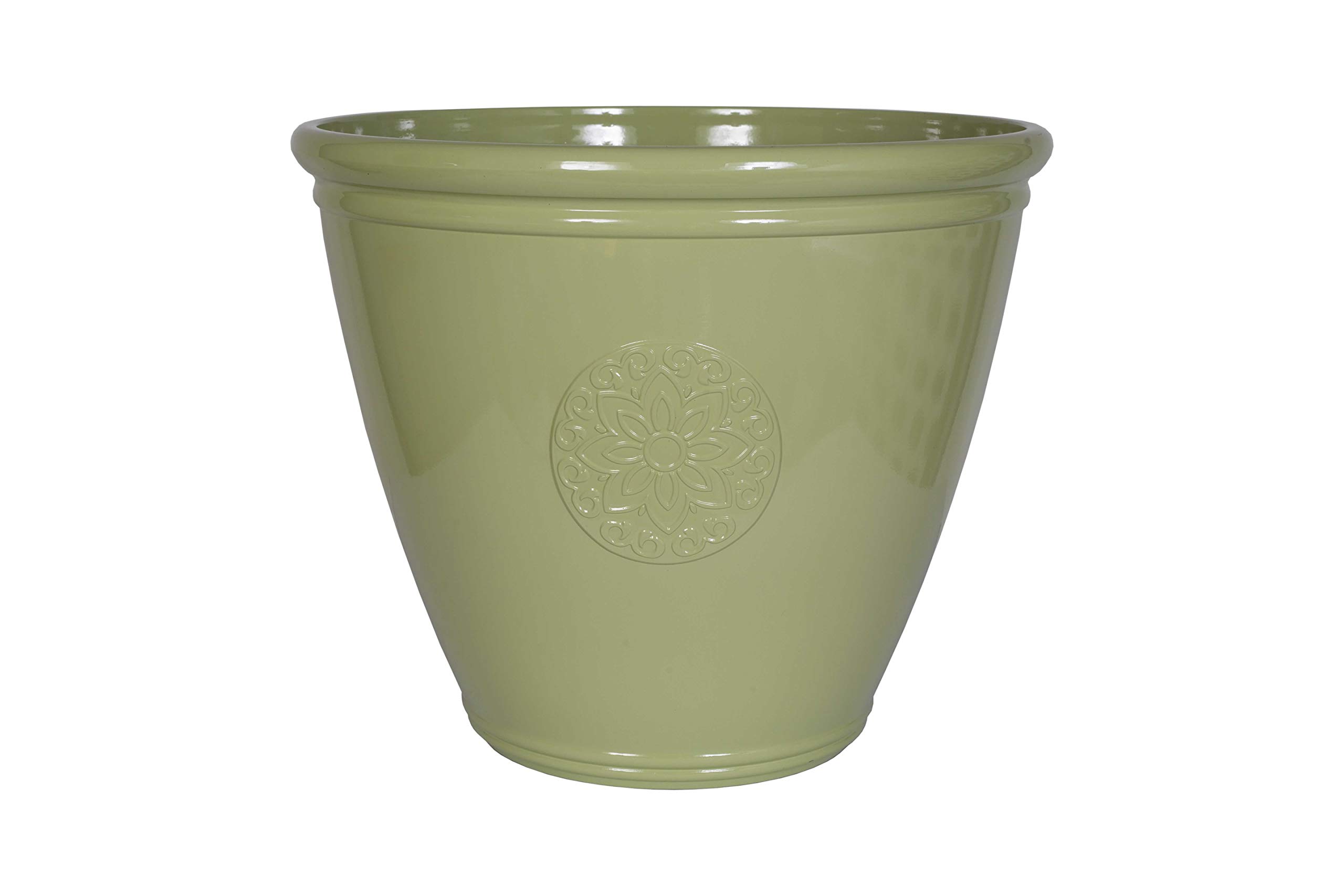 La Hacienda 45Cm Large Eden Emblem Plant Pot - Plastic - L45 X W45 X H38 Cm - Green