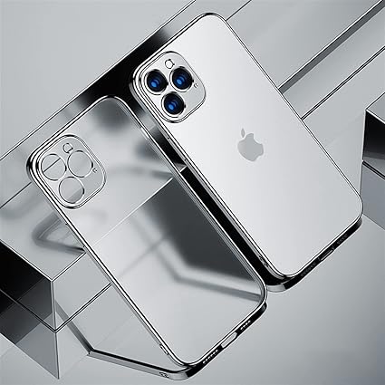 Zhangzehong Luxury Square Frame Plating Clear Phone Case For Iphone 12 11 13 Pro Max Transparent Silicone Cover Color Silver Material For Iphone 13 Amazon Co Uk Electronics Photo