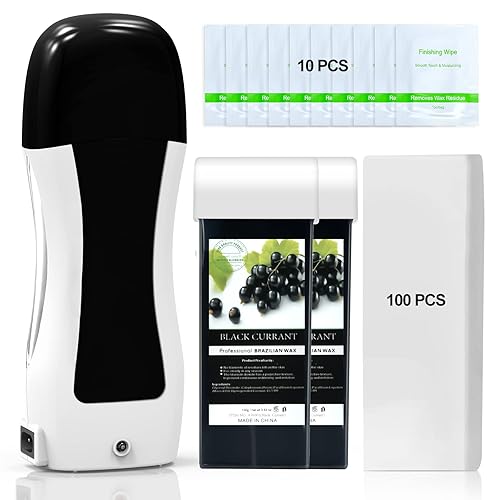 Seopri - Kit de cera enrollable, kit de rodillo de cera para depilación, kit de depilación con 2 cartuchos de cera de lavanda, 100 tiras de cera, 10