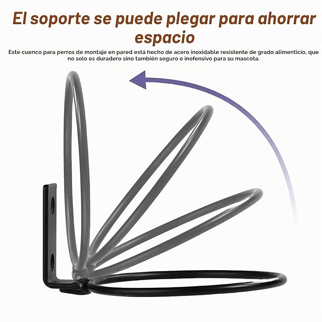 Foto 4 de 6 de GOEDCH Juego de pared para perros: 2 comederos de acero inoxidable desmontable para perros