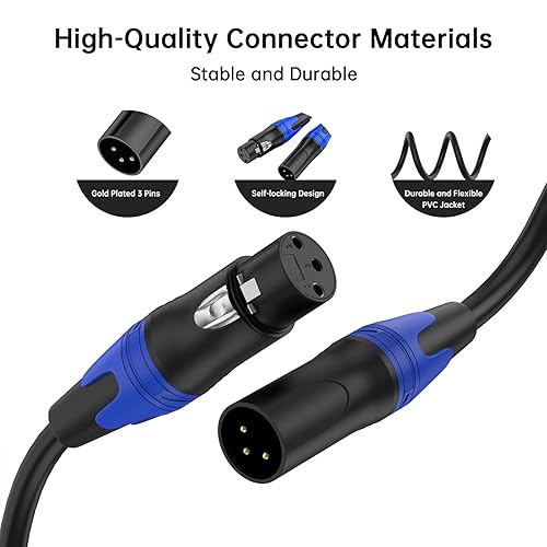 Miniatura 3 de Seefeful Paquete de 2 cables divisor XLR, 1 XLR hembra a 2 XLR macho conexión Y cable divisor de micrófono equilibrado adaptador de audio (11.8