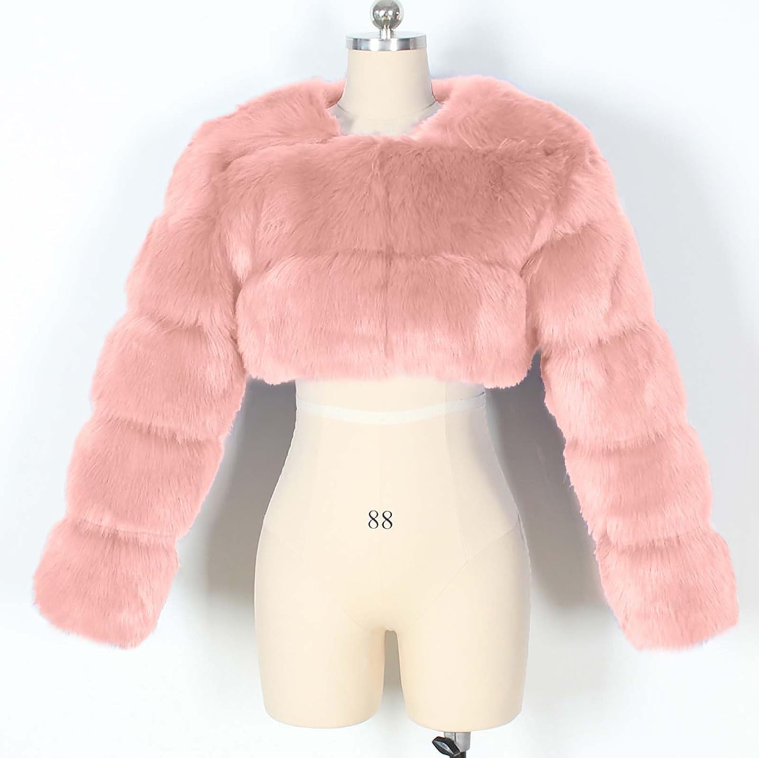Women’s Faux Fur Jacket Cropped Fluffy Coat Warm Winter Long Sleeve Outerwear Fashion Casual Open Front Cardigan