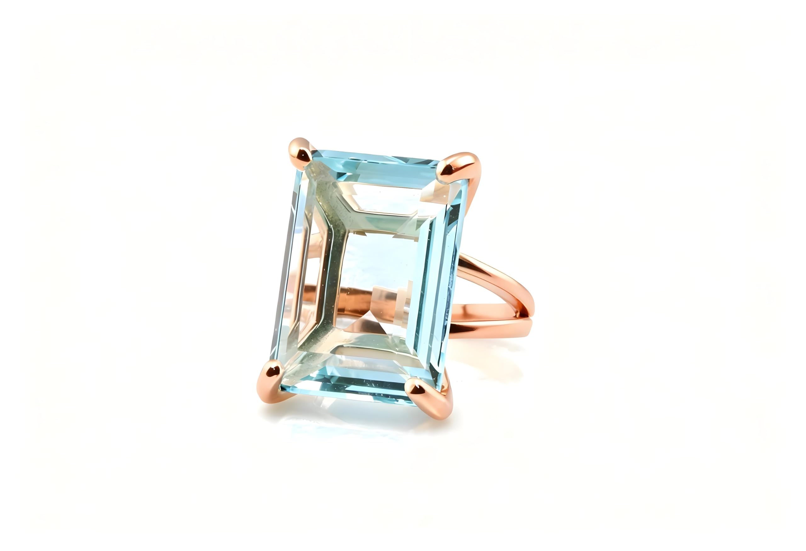 Anillo de Topacio Azul Anémona - Joyas Hechas a Mano con Piedras de Nacimiento - Anillos de Oro Personalizados para Mujeres - Regalos de Joyería Personalizados para Cumpleaños Aniversario de Bodas