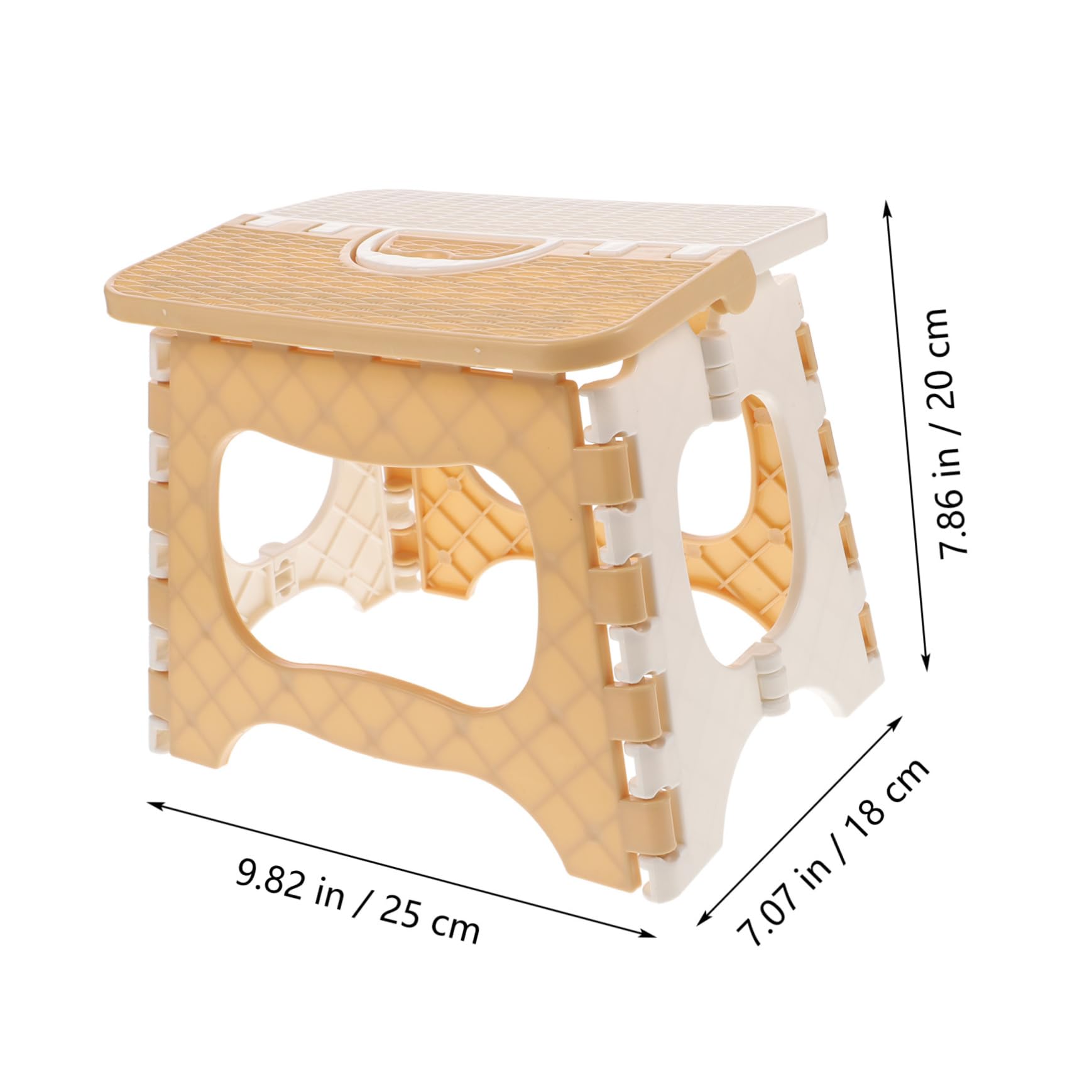 Balacoo Portable Folding Stool Large Beige for Adults Lightweight Collapsible Step Stool with Non Slip Surface for Bathroom Kitchen and Home Use