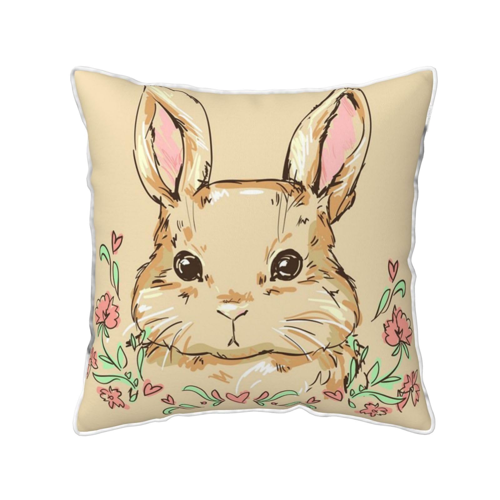 FZGGWYHL Cute Easter Bunny Rabbit printed Velvet Throw Pillow Cover Pillowcase
