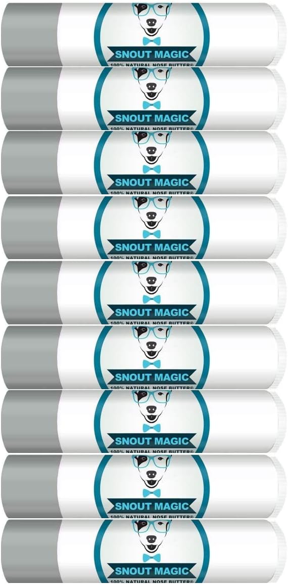 Traveler Size: 100% Organic Dog Nose Butter & Balm (.15 oz) Soothes Dry & Cracked Dog Snouts Like Magic! Proven To Cure Dog's Dry Rough Crusty Nose & Hyperkeratosis Made in USA (Pack of 9)