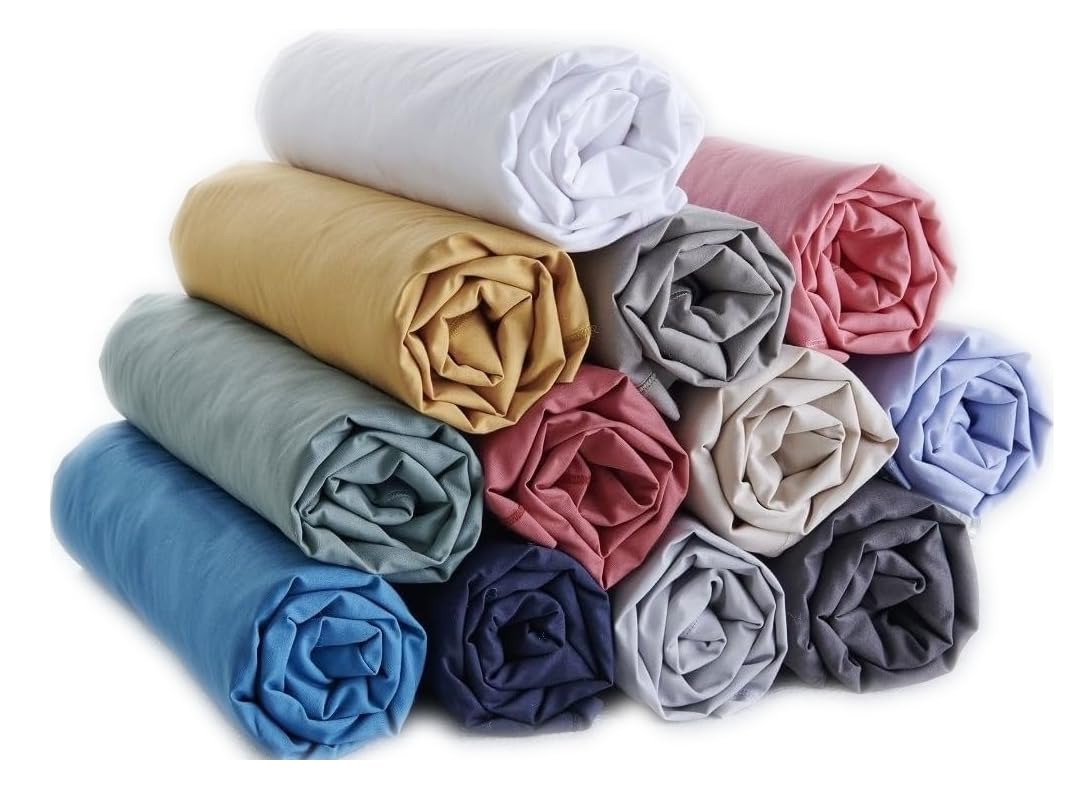 Lot de 9 Draps Housse 140x190cm Polycoton 57 Fils Bonnet 20-25 cm pour Matelas jusqu'à 20 cm Qui Allie Bien-être et raffinement. Couleur aléatoire, Quantité au Choix (9)