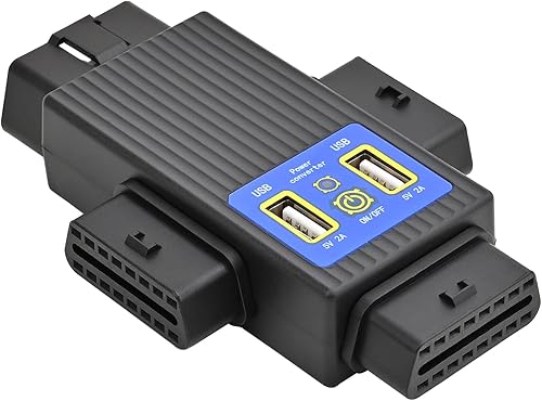 iKKEGOL Pocket OBD2 OBDII Full 16 Pin 1 Macho a 3 Hembra OBD Cable Divisor Adaptador Convertidor con 2 Puertos USB Carga de Alimentación para