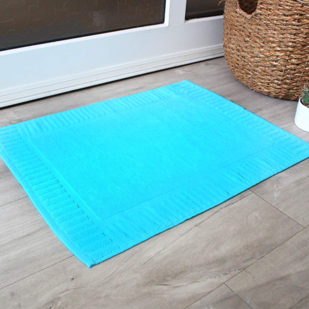 BLANCHO BEDDING Hurbane Bath Mat Towel Rug for Bathroom Set 100 Cotton Turquoise 24 Pcs