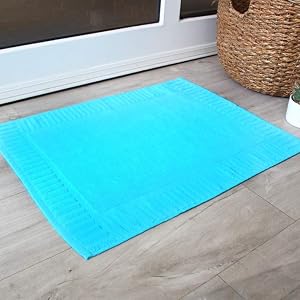 BLANCHO BEDDING Hurbane Bath Mat Towel Rug for Bathroom Set 100 Cotton Turquoise 24 Pcs