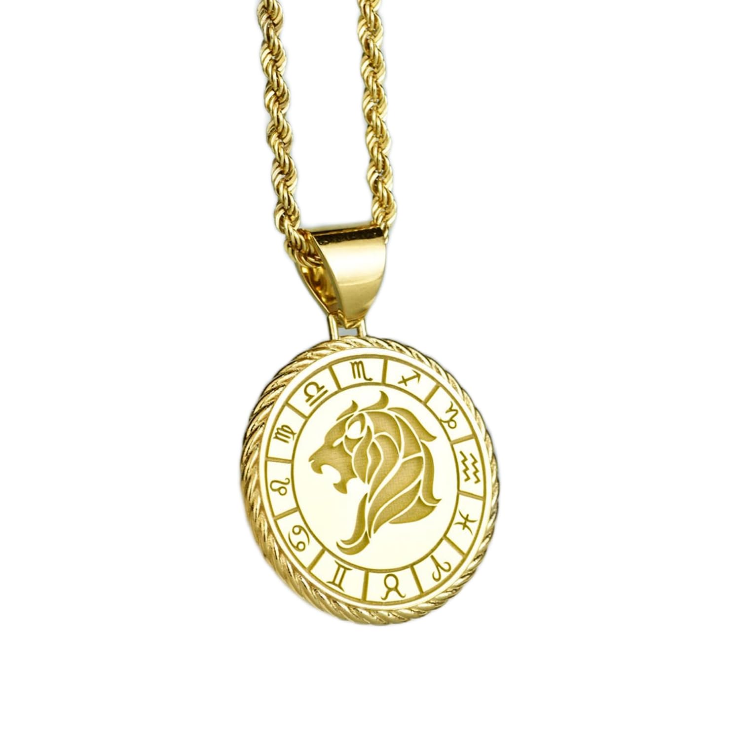 Colgar de plata de ley 925 Leo con baño de oro y cadena de 45 cm de alta joyería 4