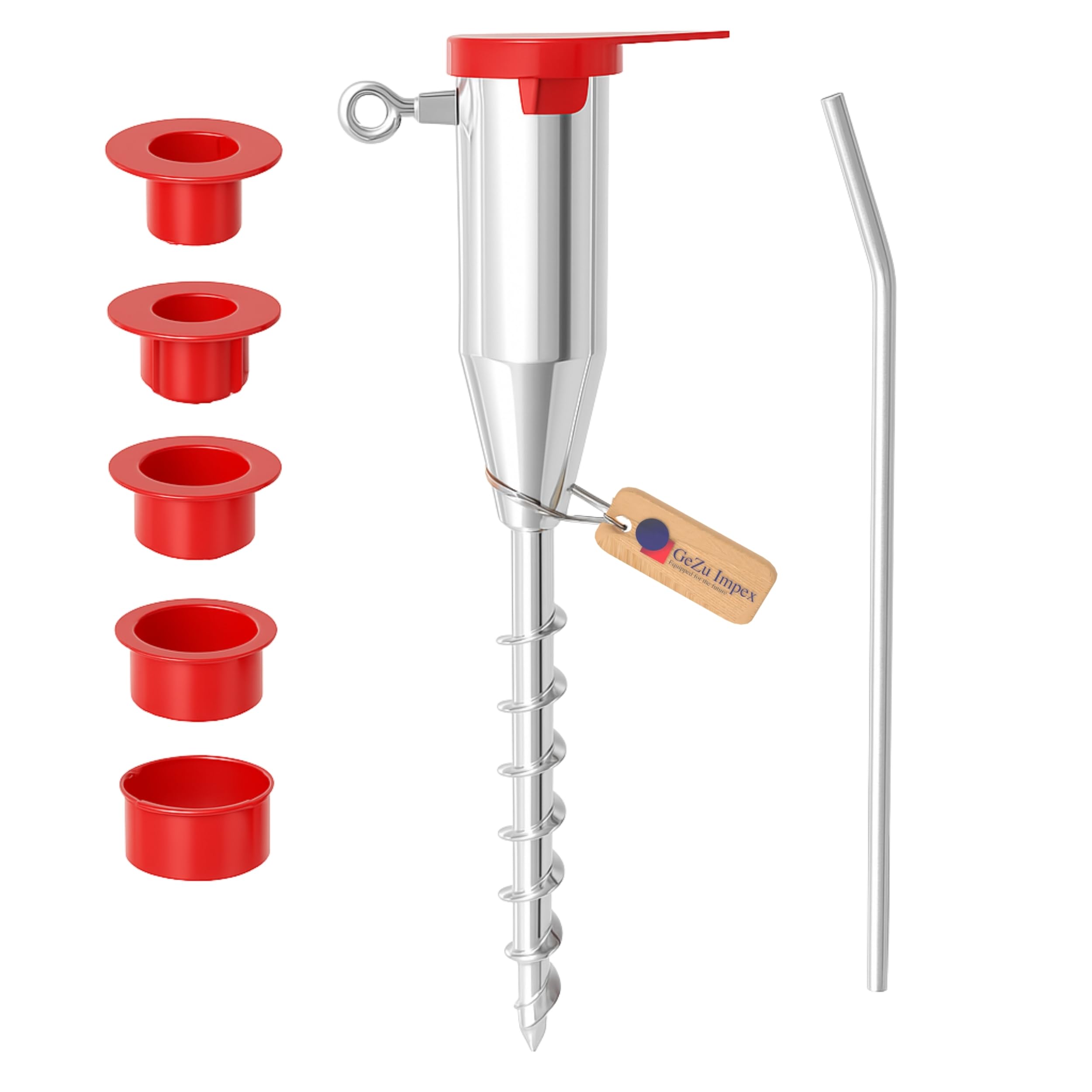 GeZu Impex Parasol Ground Spike Ø 25 to Ø 62 mm Hot Dip Galvanised screw in rotary washing line