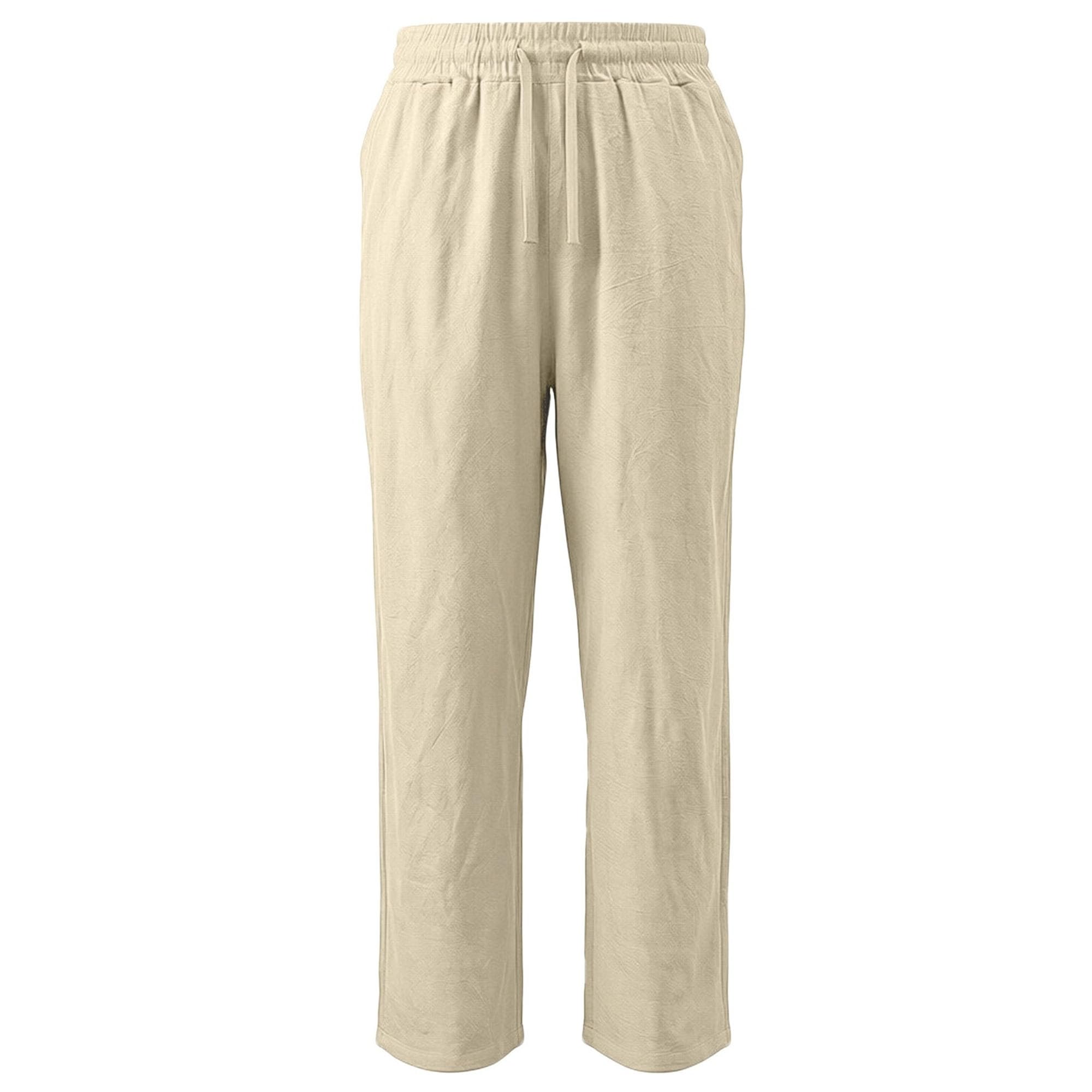 Herren-Hose aus Baumwollleinen, leger, Sport, gerades Bein