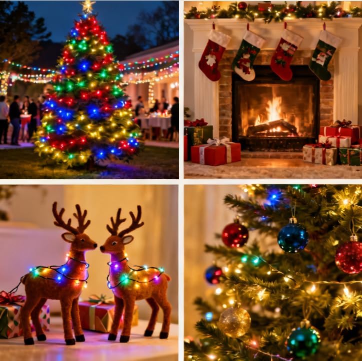 Miniatura 9 de Luz de Navidad para exteriores, 262 pies, 800 LED, IP67, impermeable, 8 modos, luces de Navidad enchufables, tira de luces con control remoto, luces