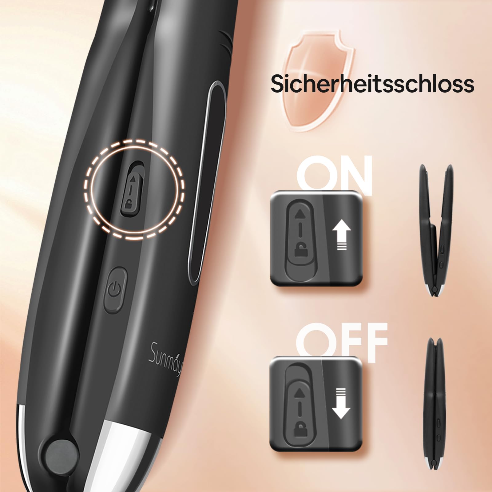 SUNMAY Voga Glätteisen Kabellos mit 5000mAh Akku, Titan Haarglätter und Lockenstab 2 in 1, Glätteisen Akku Mini Tragbares Reiseglätteisen 3 Einstellbare Temperaturen, Schnelleres Erhitzen (Schwarz)