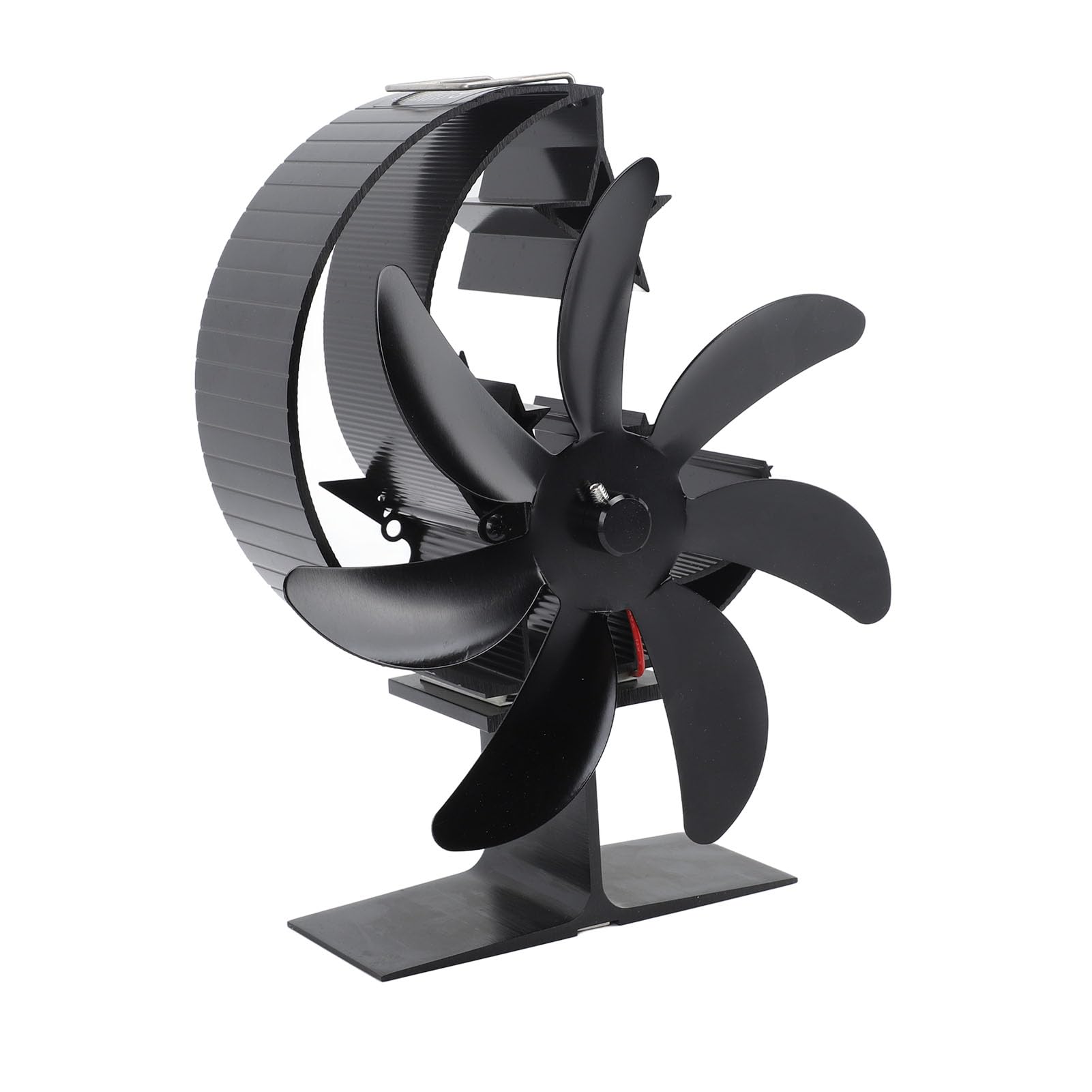 Qcwwy Ventola per Stufa Alimentata Dal Calore, Ventilatore Ecologico Non Elettrico per Camino a 7 Pale con Funzionamento Silenzioso for Pesca Sul Ghiaccio All'aperto Campeggio Stufa a (BLACK)