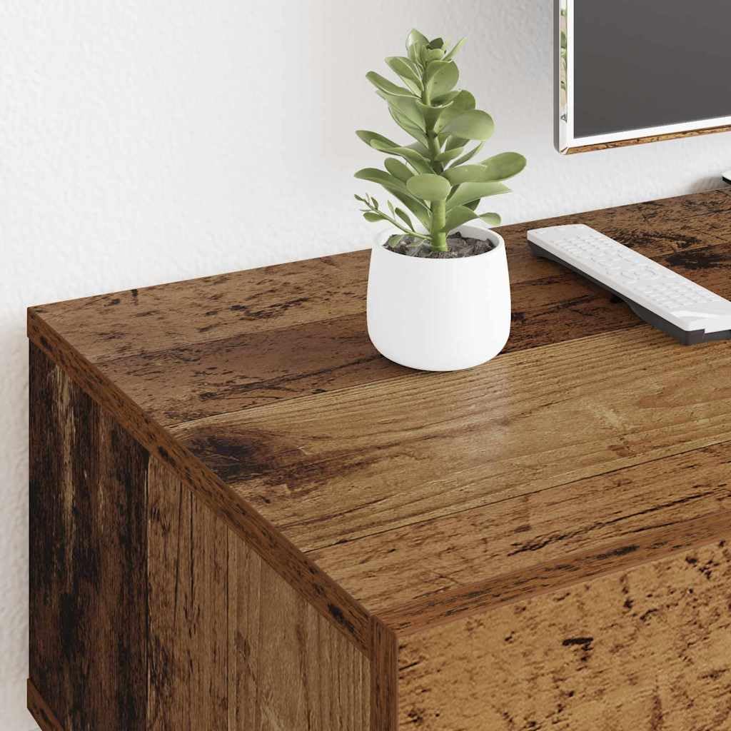 TV meubel met lade en 3 planken, 150 x 36 x 30 cm, rustiek hout effect, vintage design, gouden poten, entertainment center voor woonkamer, opbergkast voor multimedia apparaten, stabiel hout materiaal