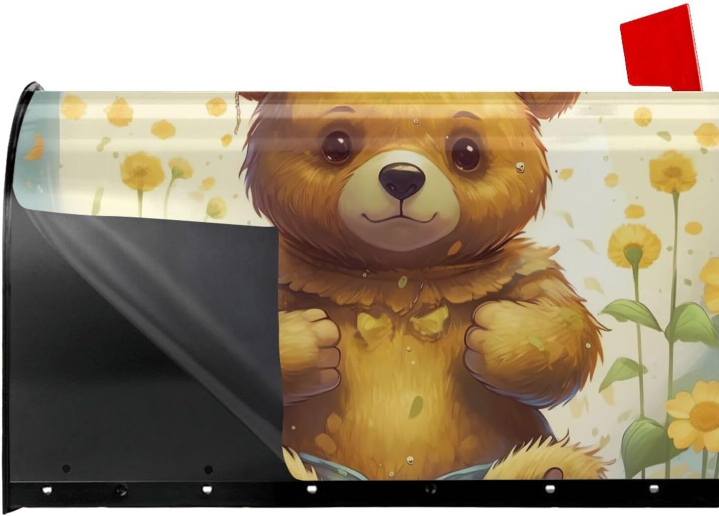 Mailbox Cover Mailbox Wraps Post Letter Box Cover Flower and Bear Mailbox Post Cover for Garden Yard Decor 25.5x21 in