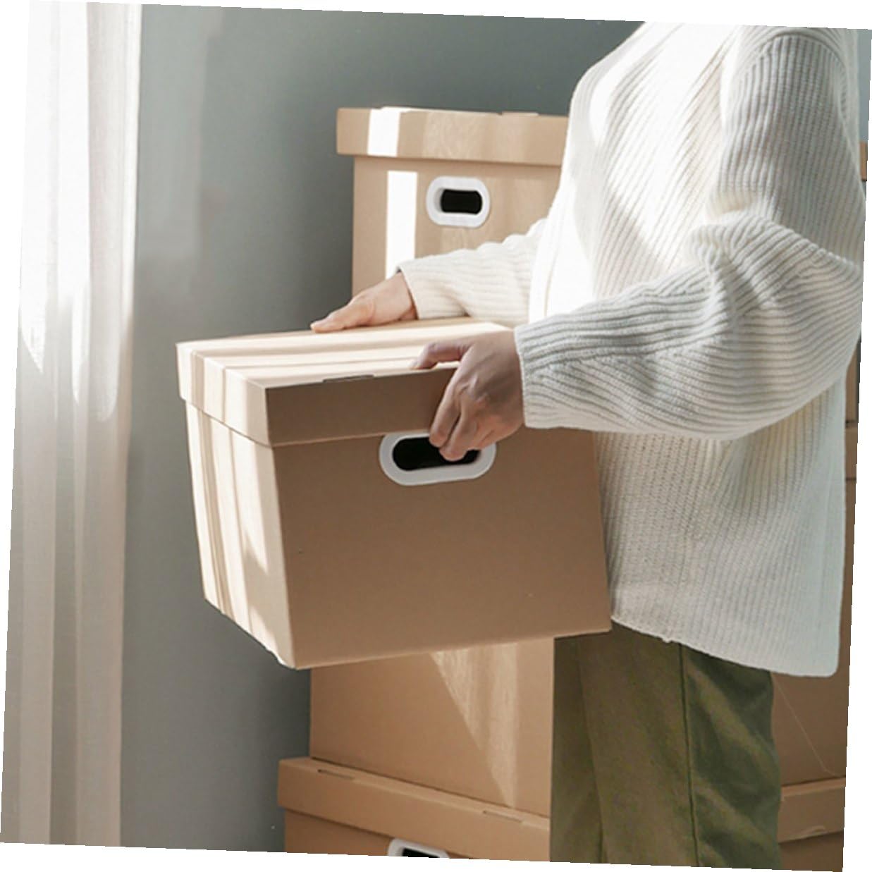 Caja de Almacenamiento de Archivos Tapa de Cartón Organizador de Documentos para Oficina Caja Archivadora de Cartón para Archivo y Almacenamiento