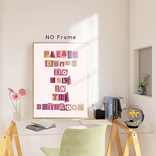 Miniatura 4 de Póster de citas de refranes de baño de moda, texto colorido con texto en inglés Please Dont Do Coke In The Bath, impresiones artísticas de pared de