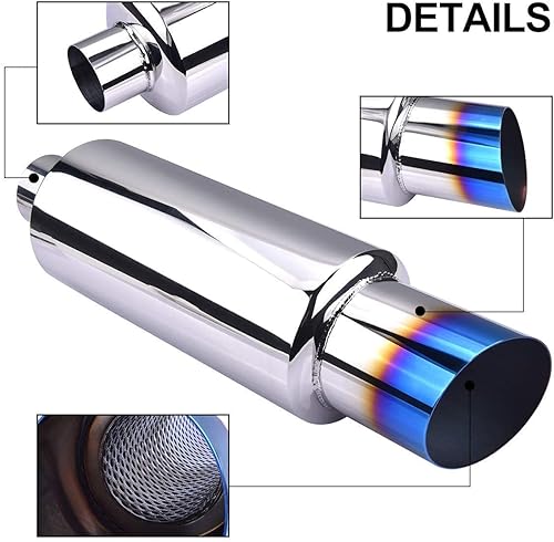 Miniatura 8 de EVIL ENERGY Silenciador quemado de escape de salida de 2 pulgadas de entrada de 3 pulgadas, paquete de 14.8 pulgadas de longitud con abrazadera de