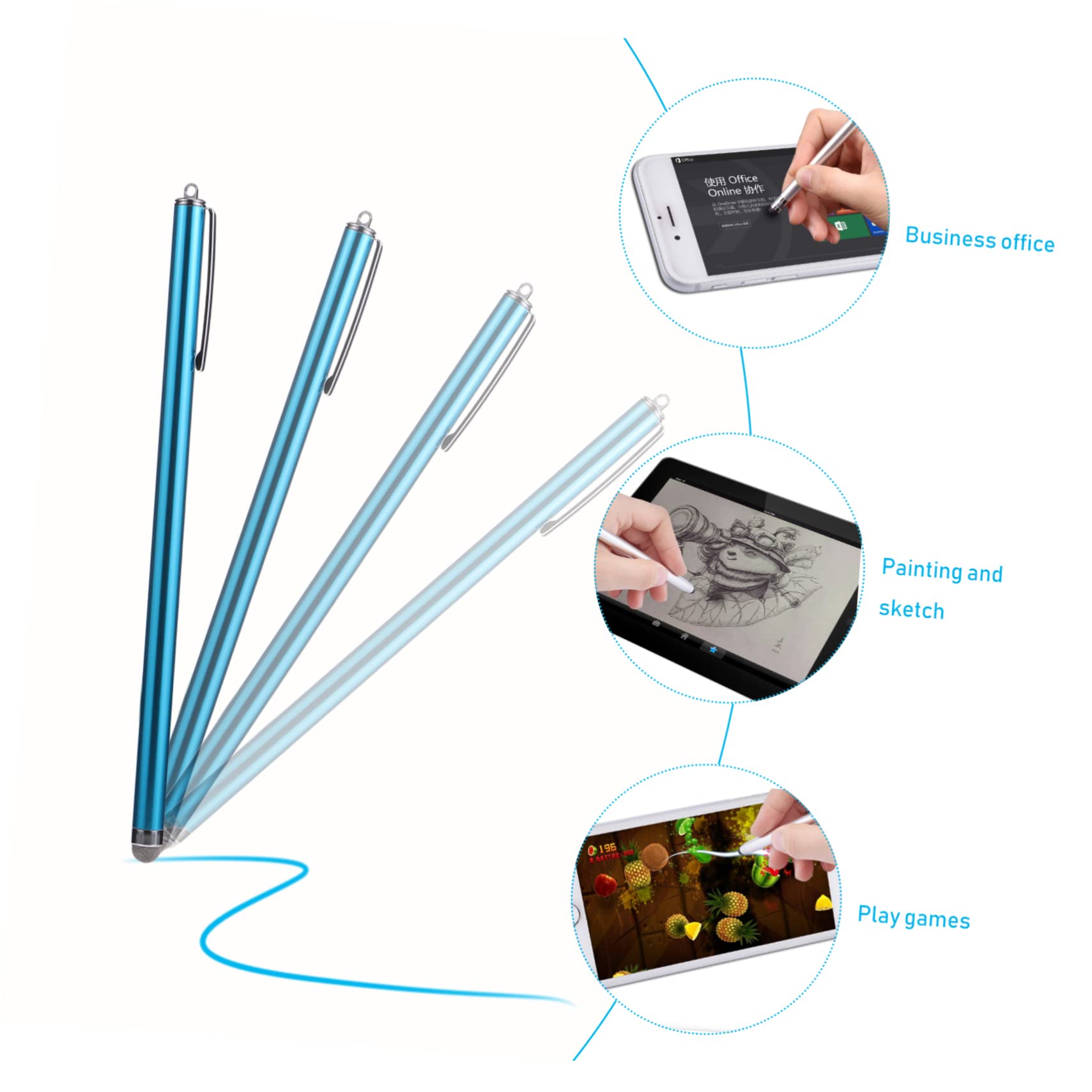 jojofuny 18piezas Lápiz Capacitivo para Pantallas Táctiles Stylus Pen para Teléfonos y Tabletas Reemplazable Diseño