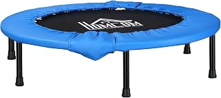 HOMCOM Mini Fitness Trampoline Home Gym Yoga Exercise Rebounder Indoor Outdoor Jumper with Safety Pad, Support Up to 100 KG, Blue and Black