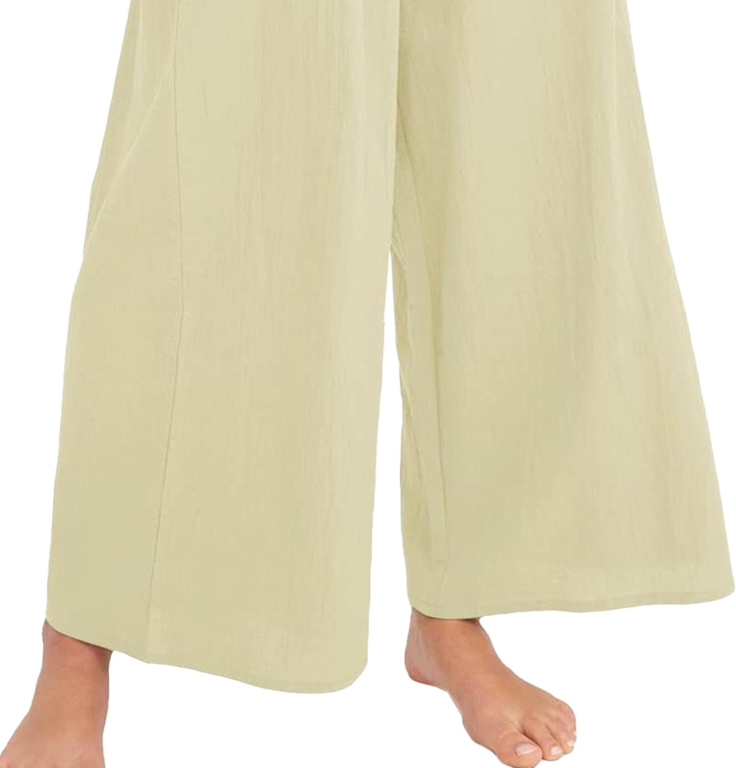 Cotton Wide Leg Pants for Women High Waist Solid Casual Pants Trouser with Pockets