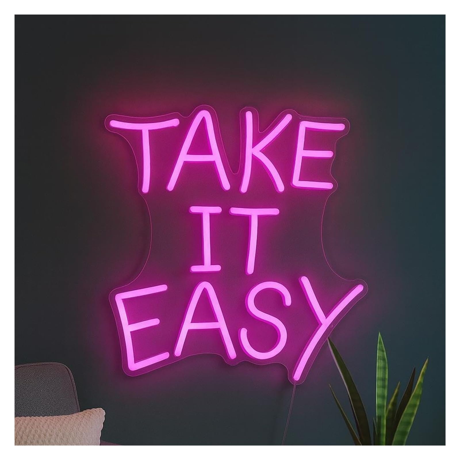 SHOUXI Sign Lamp Take It Easy Neon Sign, Suitable for Room, Office, Lounge Wall Decor with Dimmable 38cm