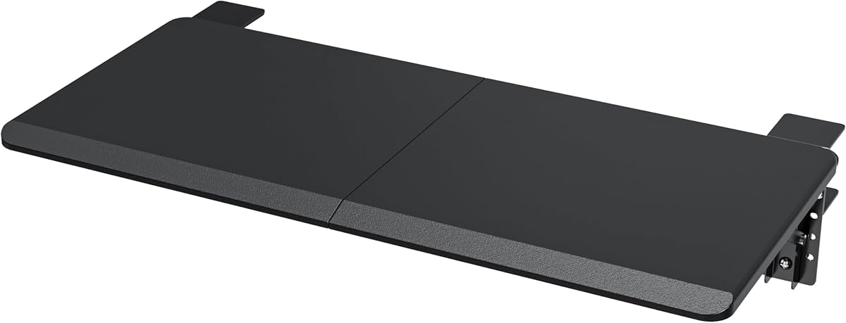 ETHU Ergonomics Desk Extender Tray, Large-Size Foldable Keyboard Tray Clamp On, Table Mount Desk Extender Shelf Armrest Support for Desk (Black)