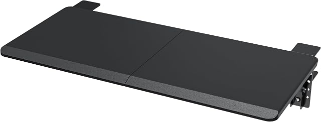Ergonomics Desk Extender Tray, 25.6"x11.4" Large Size Foldable Keyboard Tray Platform Clamp On, Armrest Support for Home and Office, Black
