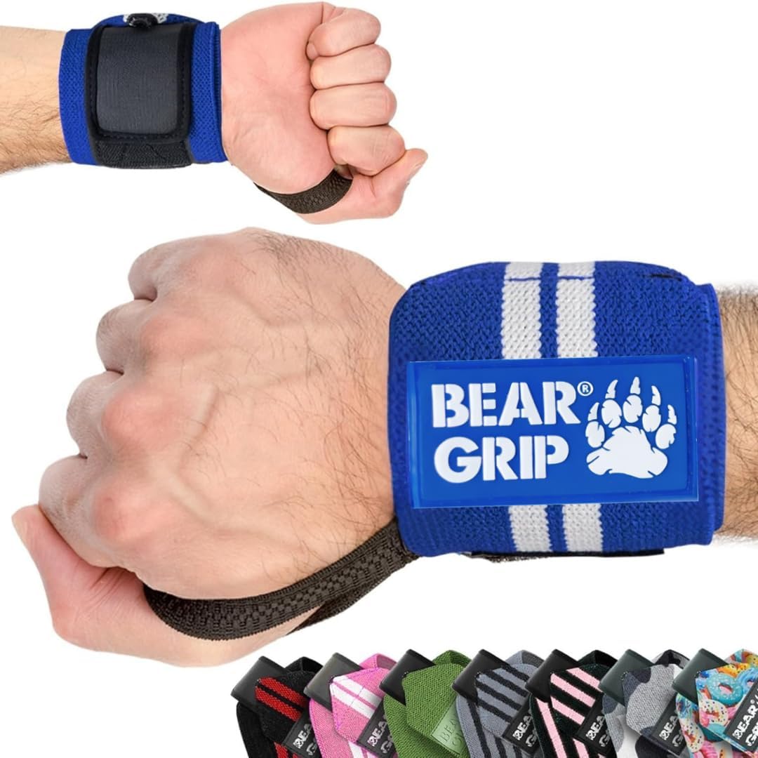 BEAR GRIP Weight Lifting Wrist Wraps Support – Gym Straps for Powerlifting, Bodybuilding, Fitness, Gym Training, Workout, Gymnastics, Calisthenics (Sold in Pairs)